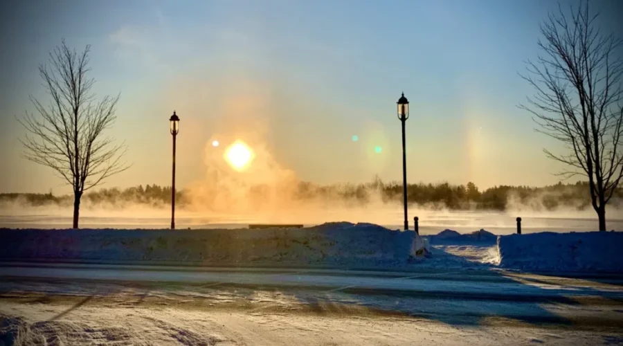 Late morning sunrise by the hospital in Fort Frances.