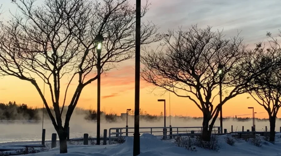 Sunset and the bitter cold