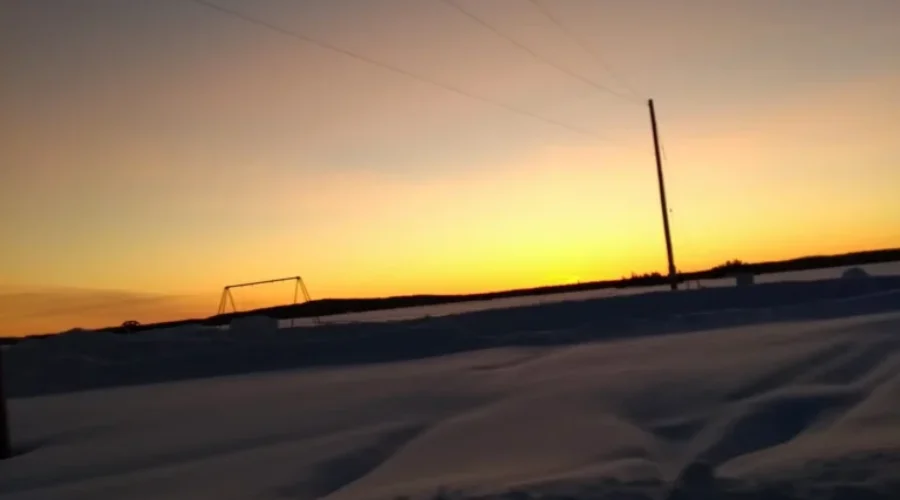 Sunset over snow