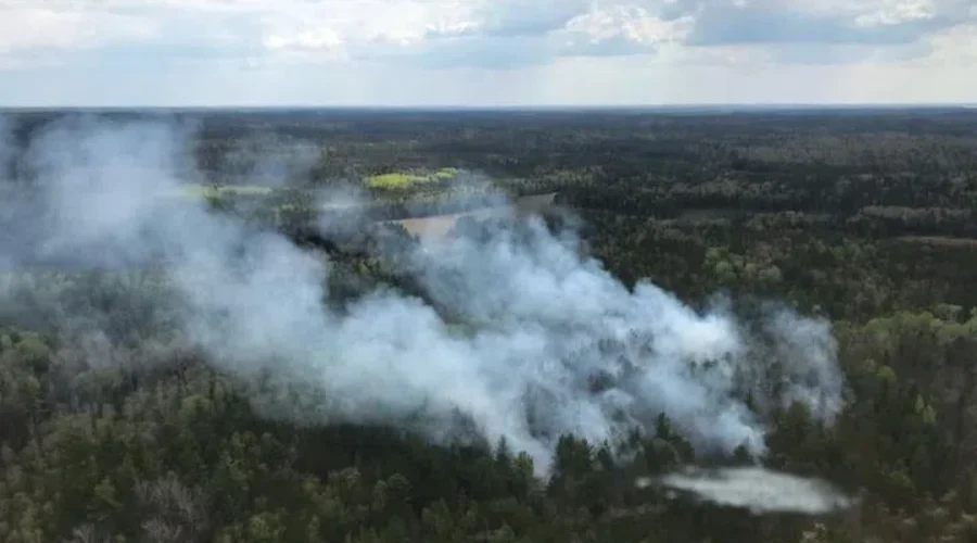 Large Forest Fire Burning In Boundary Waters Canoe Area Wilderness