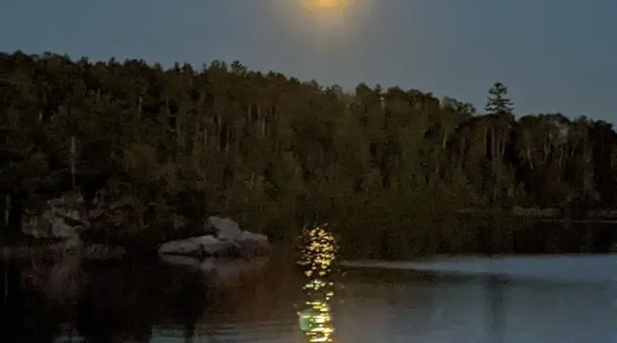 Moonrise Over Little Canoe On Rainy Lake