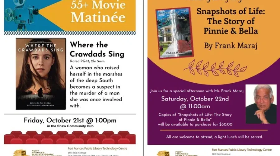 Fort Frances Library – Movie Matinee – Local Authour Event – Nadine Cousineau Interview