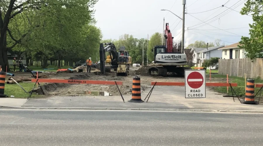 Road improvements near splash park underway