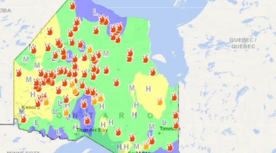 65 forest fires burning in northwestern Ontario